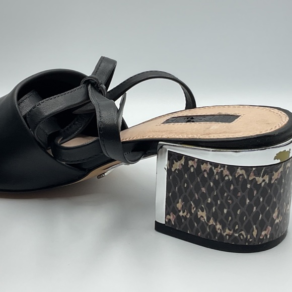 NWT Topshop Women’s Black Sandals/Long, Tie Up/Lace Up Strap/Animal Print - Picture 11 of 13